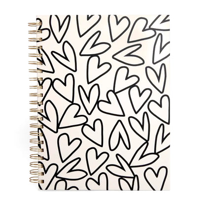 Kucho Black and White Hearts for you - Mono Outline Hearts Spiral A4 Note Book