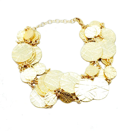 Kucho RED Cluster Golden Coin Charm Bracelet - Made In France