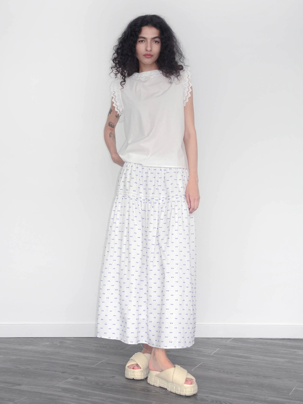 Alleana Cotton 3D Jacquard A-Line Puffy Skirt