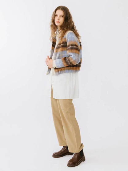 Kucho Mustard / Blue / Cream Check Bomber Jacket - Wool Blend