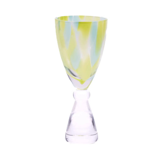 Denim-pe Yellow & Blue Fleck Champagne Glass