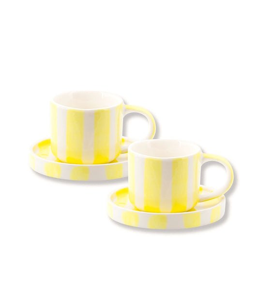 Kucho White & Yellow Espresso Stripes - Beach Yellow (Set of 2 - 4 Pieces)