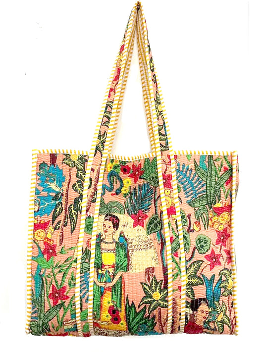 Clus Frida Kahlo Printed - 100% Cotton Quilted Shopper