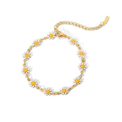 Aca Daisy Bracelet in White & Gold