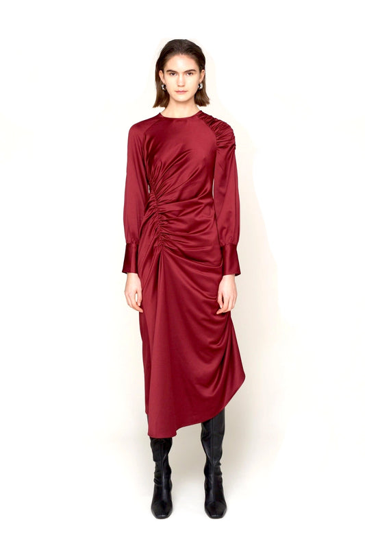 Amy Lynn Amelia Asymmetrical Ruche Midi Dress