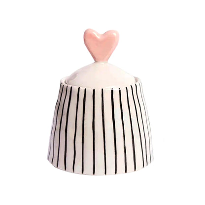 Britney Stripe Small Jar Heart with Lid