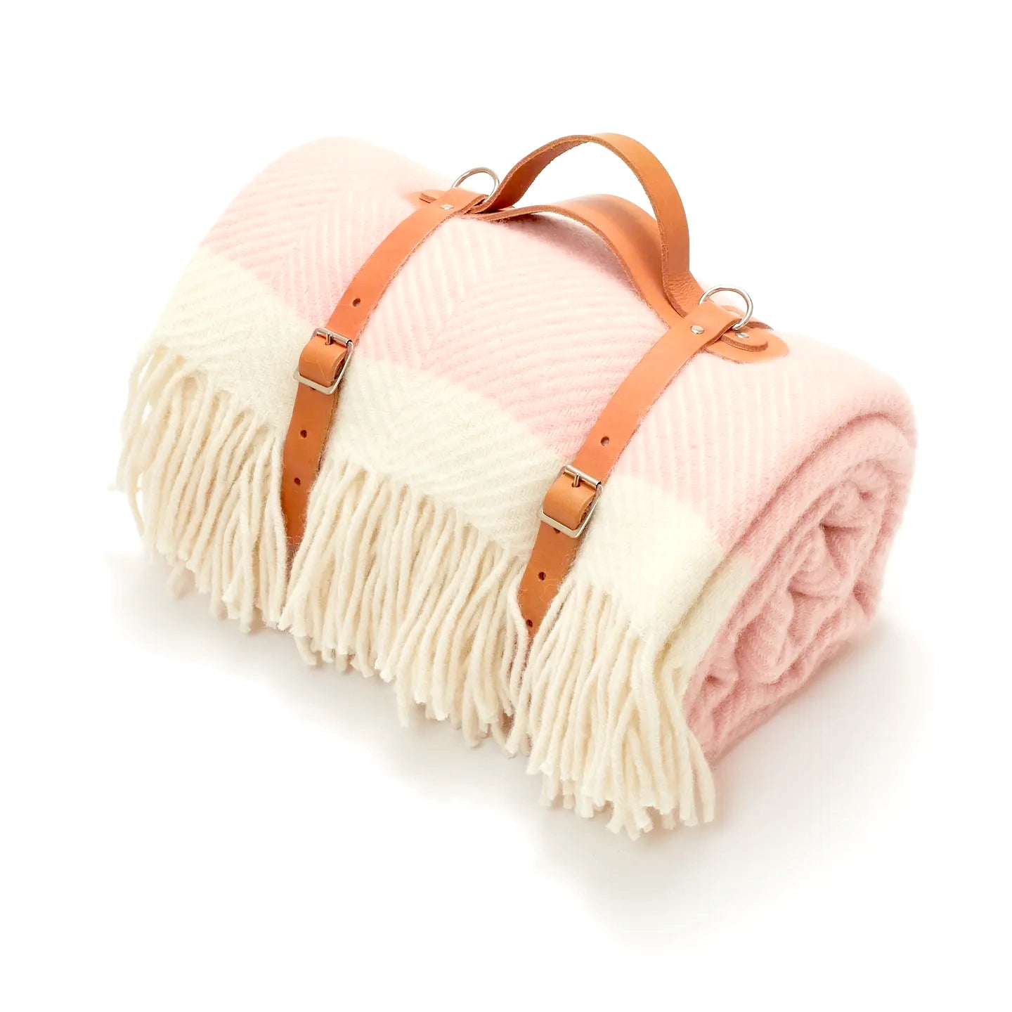 Chha - Candy Floss Herringbone Wool Picnic Blanket - Made in England - 100% Wool