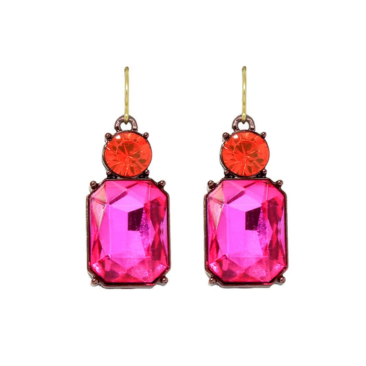 All Twin Gem Earring in Pink & Orange