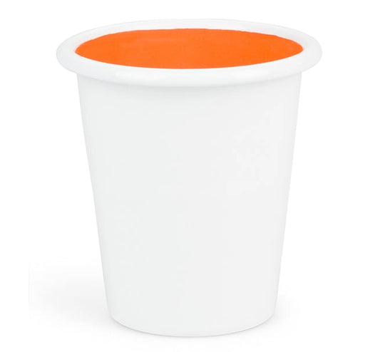 Bion Tumbler - Enamel in Bright White / Orange Flame