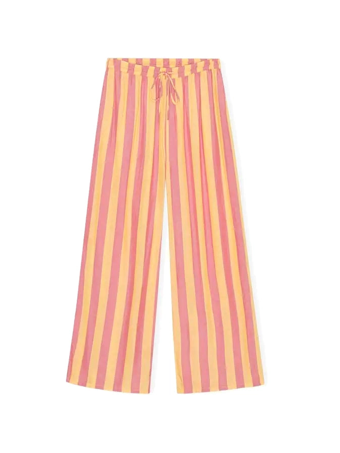 Allure Sea Pants Silky Stripe - Rose / Yellow - 100% modal satin