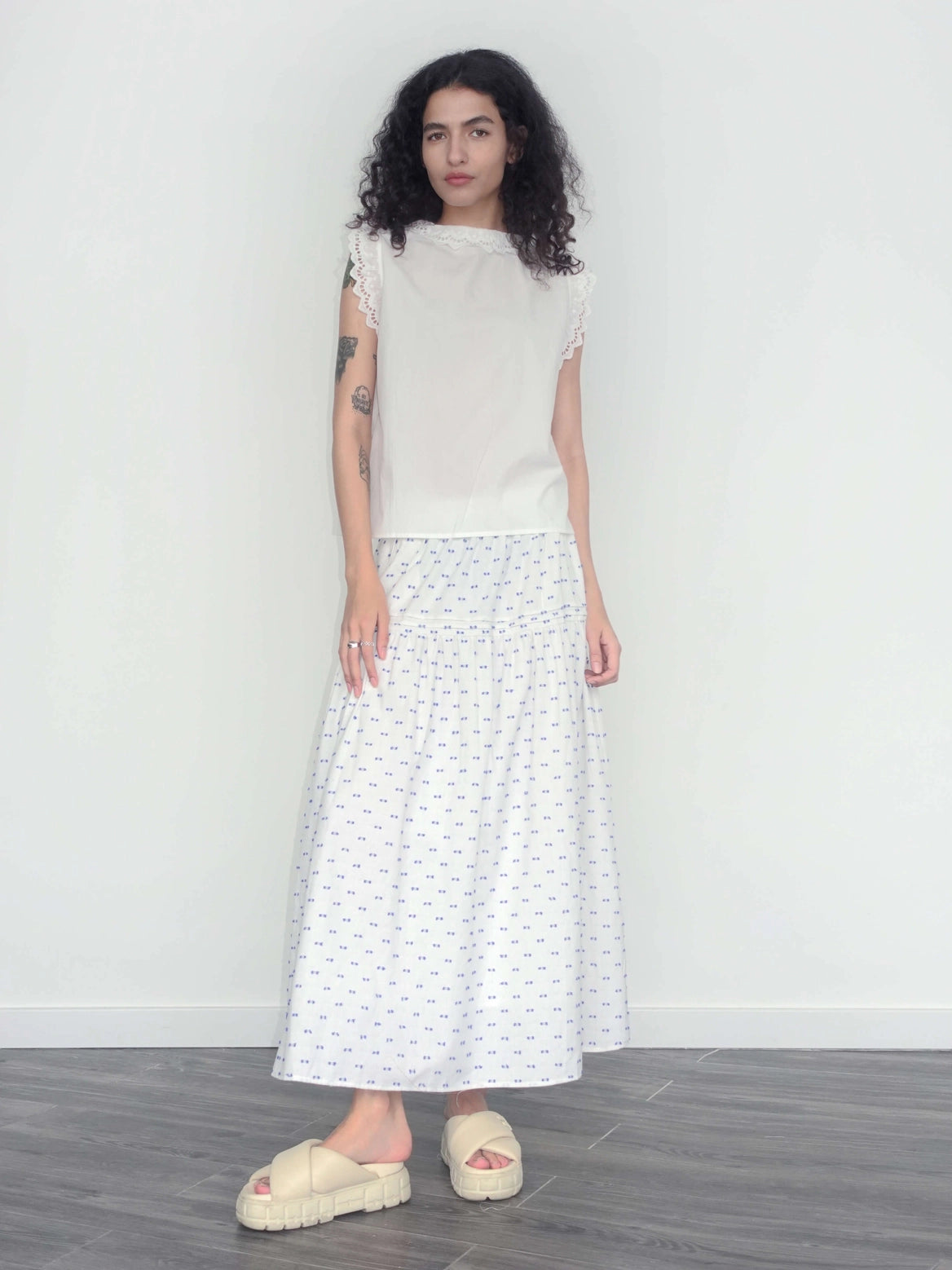 Alleana Cotton 3D Jacquard A-Line Puffy Skirt