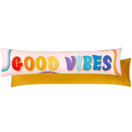 Alleana Contr - Good Vibes Draught Excluder Pink/Gold - Made In England