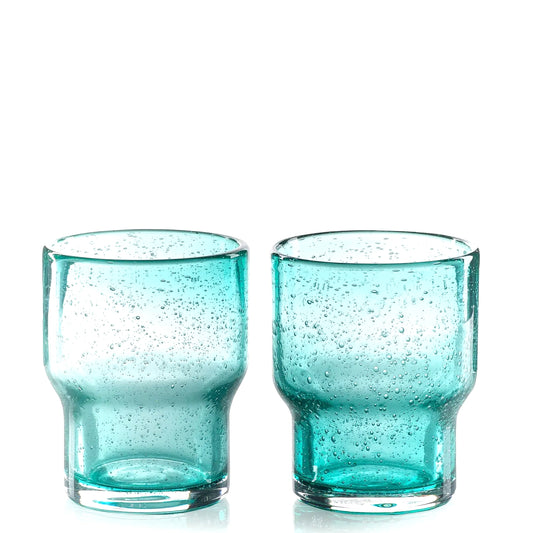 ACAC Colour Me Happy Set of 2 Green Glass Tumblers - Made in Thailand