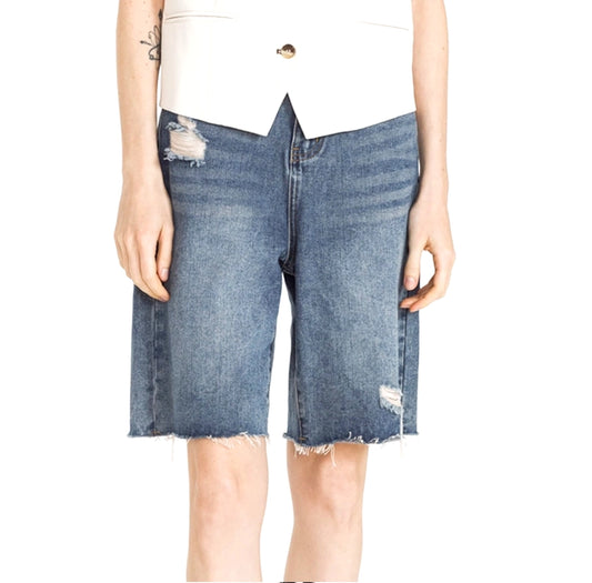 Brice - Distressed Denim Bermuda Shorts