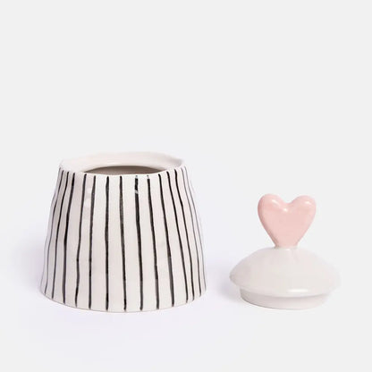 Britney Stripe Small Jar Heart with Lid