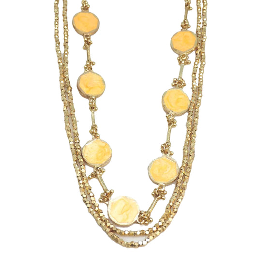 Kucho Mustard Skyléa Necklace - Gilded With Fine Gold - Made In France