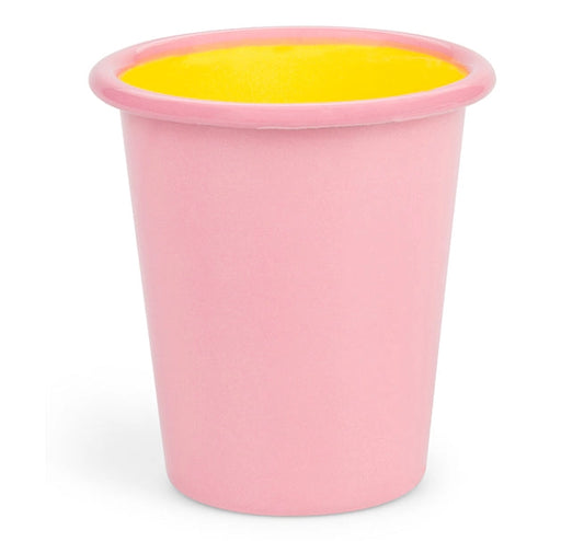 Alleana Delta Enamel Tumbler in Old Rose / Sulphur Yellow