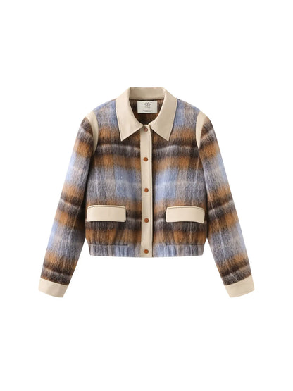 Kucho Mustard / Blue / Cream Check Bomber Jacket - Wool Blend