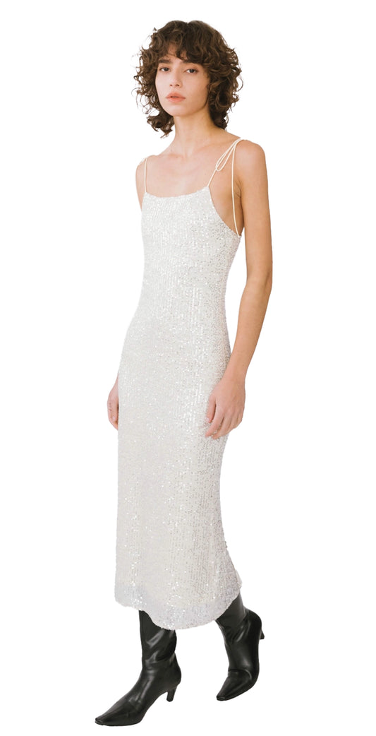 Kucho Must Have White Glitter Slip Dress