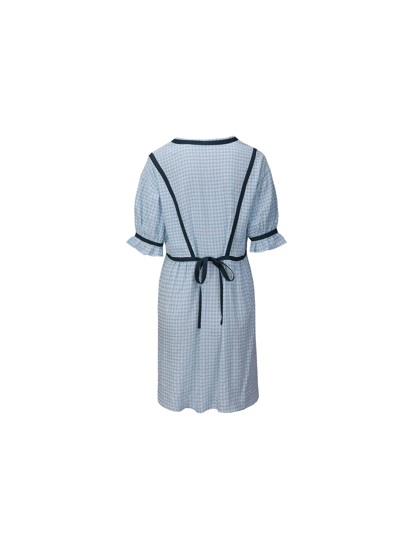 Alleana Blue Check Print Dress