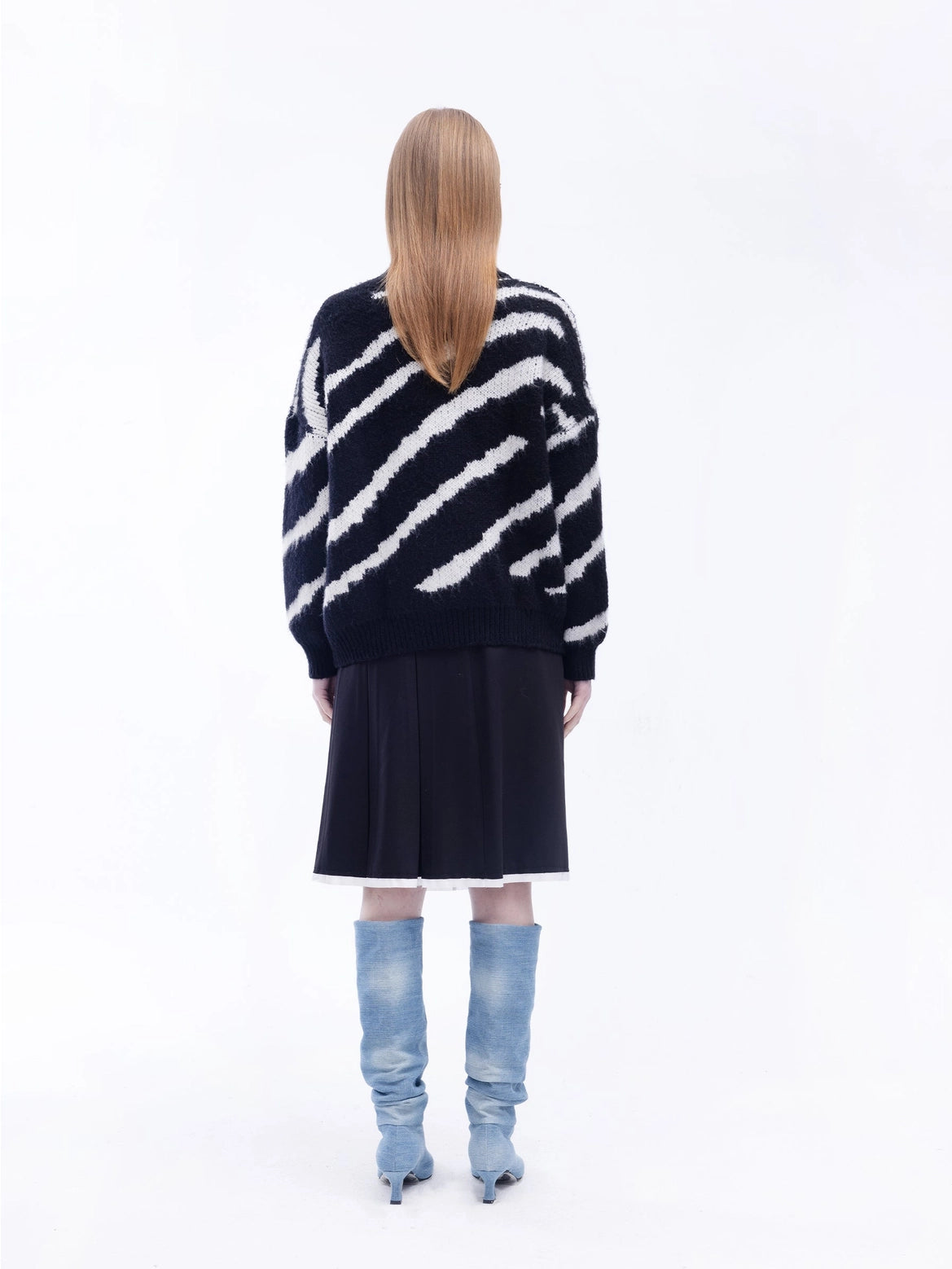 Alleana JMP - Fluffy Mock Neck Zebra Sweater