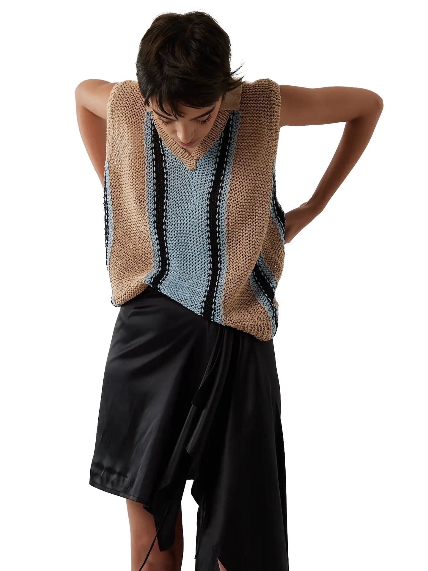 Allair Knitted Vest with Inlay - Made In Italy