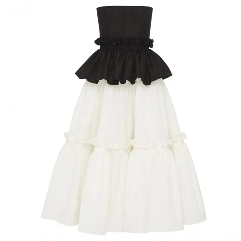 Kucho Black & White Tube Colour Block Cocktail Dress