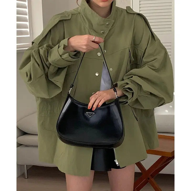 Kucho Green / Cream Military Style Jacket