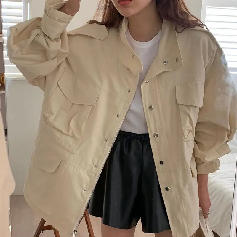 Kucho Green / Cream Military Style Jacket