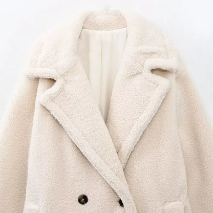 Cream Teddy Bear Over Coat