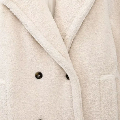 Cream Teddy Bear Over Coat