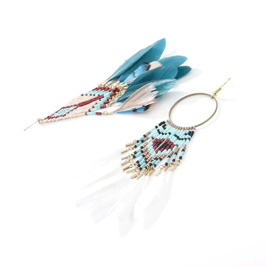 Kucho Blue / White set of 2 Birds of a Feather Earrings