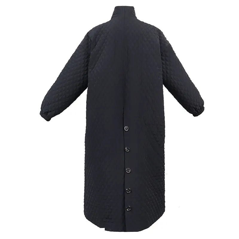 Black Breezy Quilted Overcoat