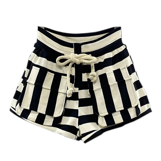 Kucho Black & White Korean Stripe Shorts