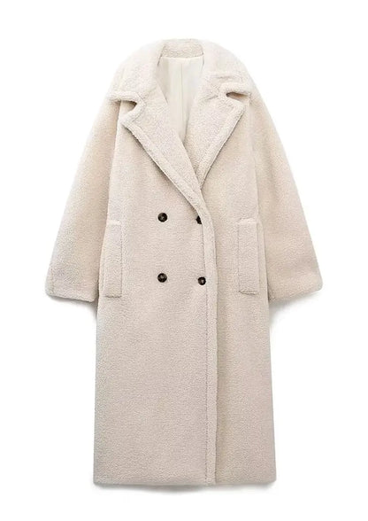 Cream Teddy Bear Over Coat