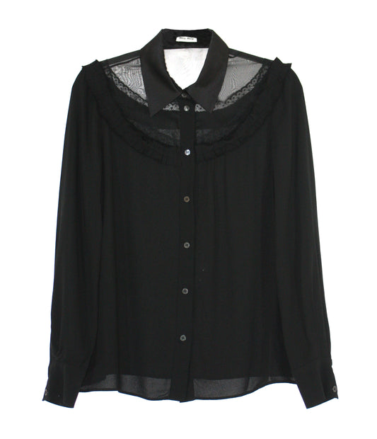 Kucho Black Miu Miu Ruffles Shirt - pre-loved