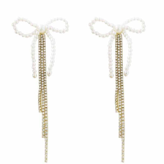 Canella Pearl Bow Earrings