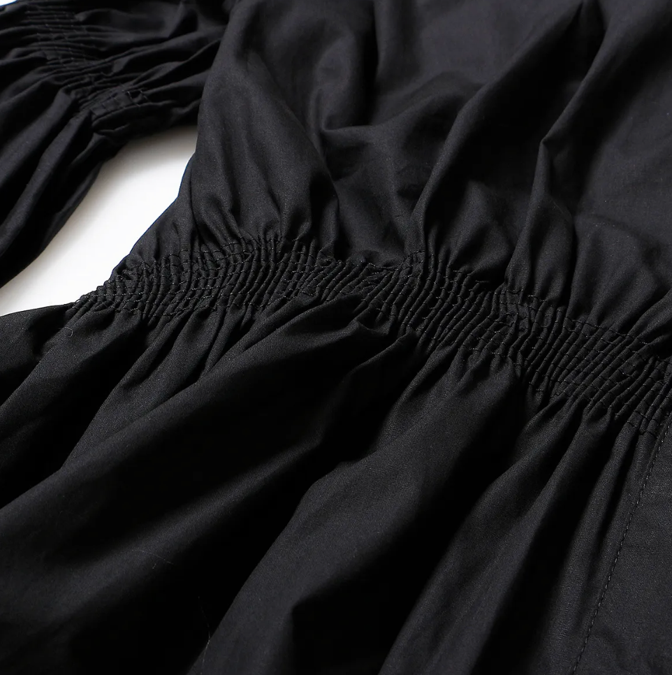 Kucho White / Black Gathered Shirt Dress