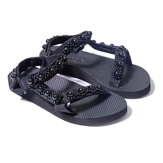 Black Beaded Trekky Sandals