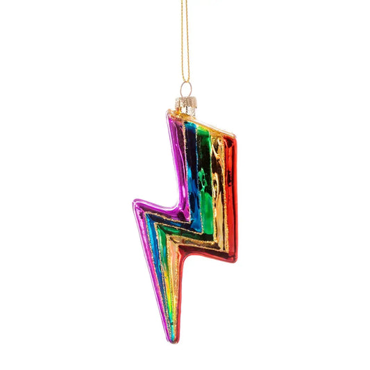 All Funk Rainbow Lightening Bolt Shaped Bauble