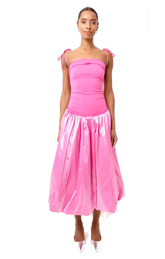 Ab Alexa Pink High Shine Puffball Dress