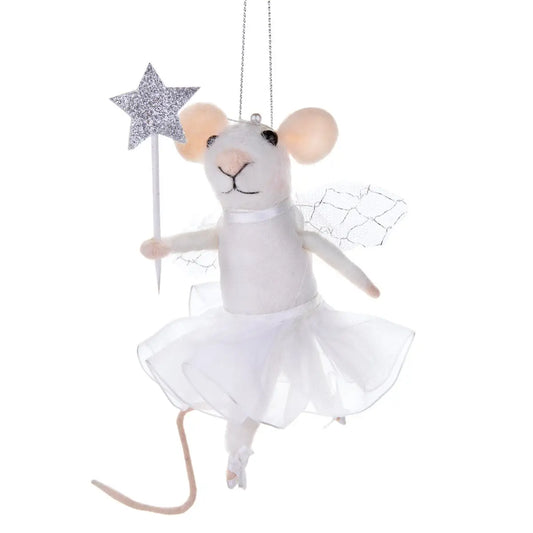 Alla Fairy Mouse with Star Wand Felt Hanging Decoration