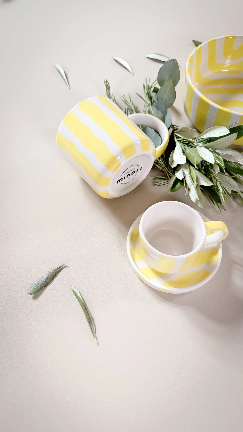 Kucho White & Yellow Espresso Stripes - Beach Yellow (Set of 2 - 4 Pieces)