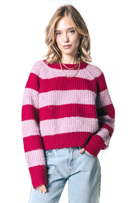 Anj Kinza Knit | Red / Pink Stripe