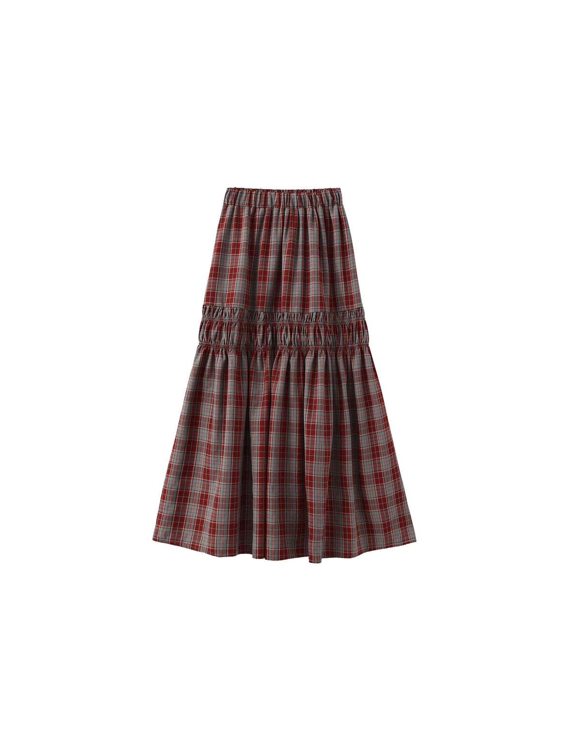 Alice Elastic Drawstring High Waist Checked Skirt