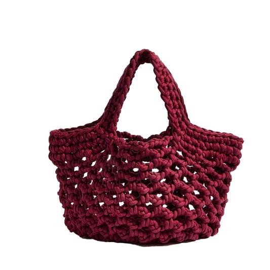 Anjajamie z - “Ingrid” Basket Bag Burgundy - Cotton - Handmade In Greece