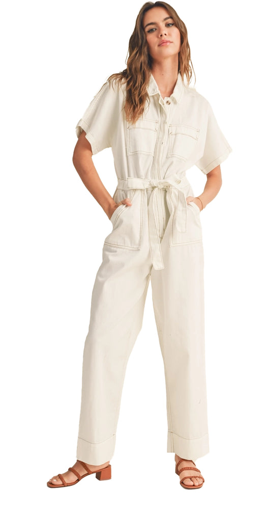 Dena White Washed Color Utility Jumpsuit - 100% COTTON