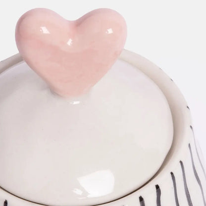 Britney Stripe Small Jar Heart with Lid