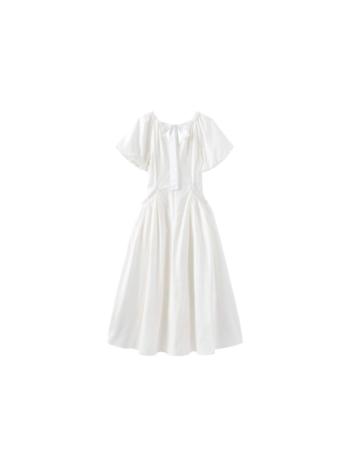 Ama DR - V-Neck Pleated Puff Sleeve Dress - Made from Lyocell