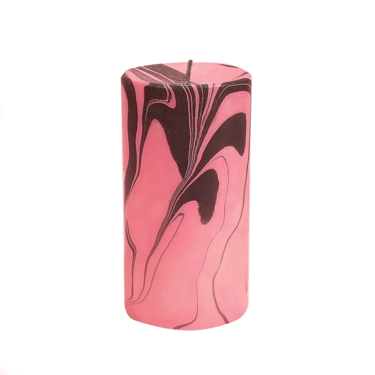 Black Bion & Pink Petrol Marble Pillar Candle - Made In England